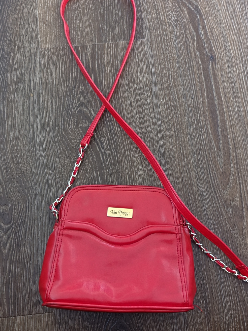 VIA PIAGGI Small Red Multi-Compartment Shoulder/Crossbody purse EUC